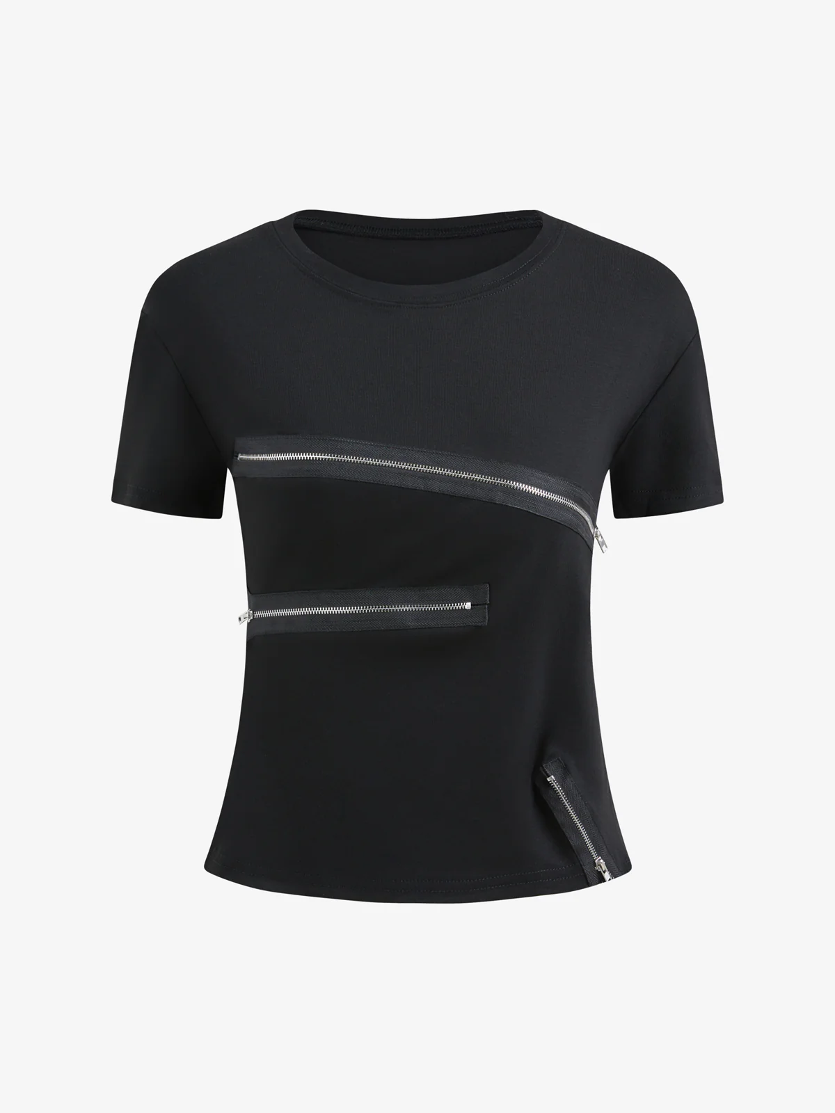 Black Grey Shoulders Short Sleeve