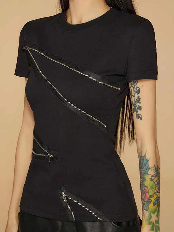 Black Grey Shoulders Short Sleeve - Image 2