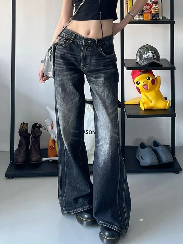 Black Washed Boyfriend Jeans - Image 2
