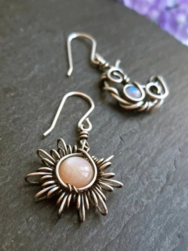 Boho Sun Moon Pendant Stud Earring - Image 3
