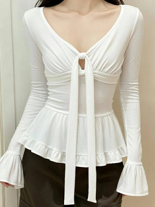 Bow And Ruffle Casual Long Sleeve - Image 3