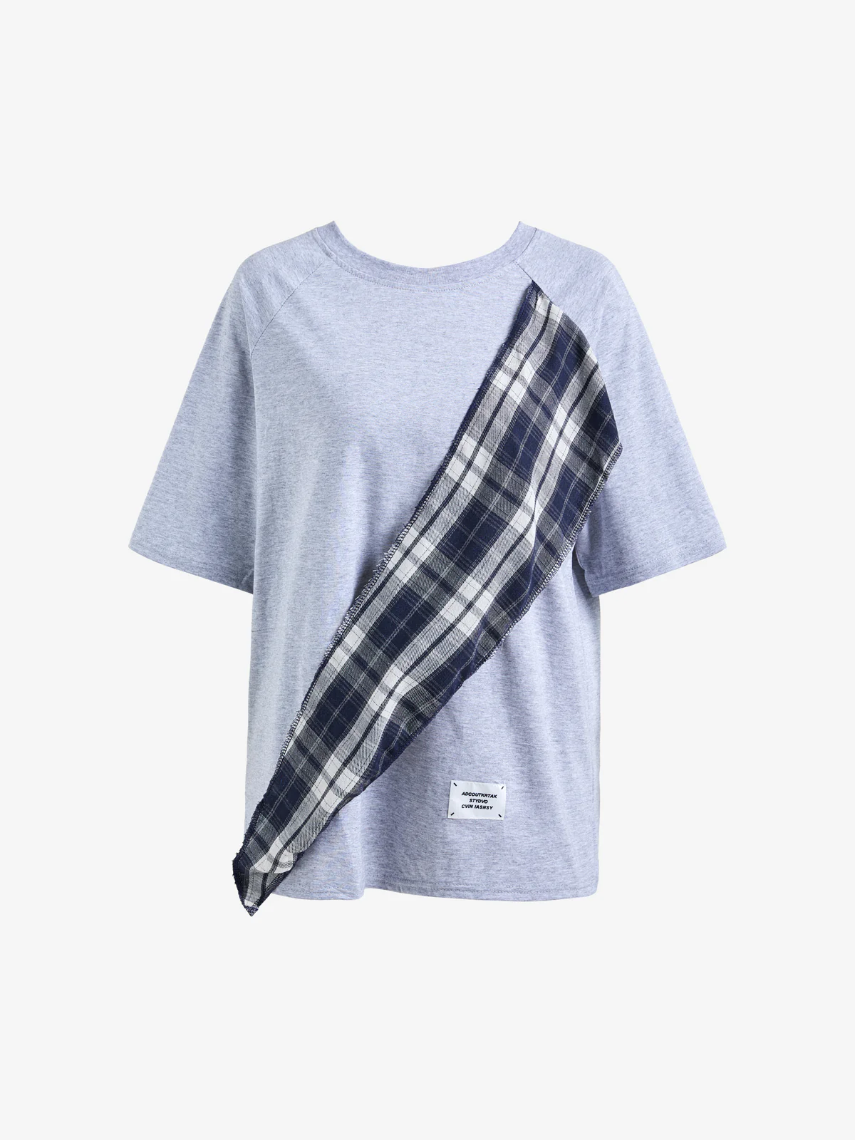 Bowknot Plaid Patchwork Short Sleeved Tee