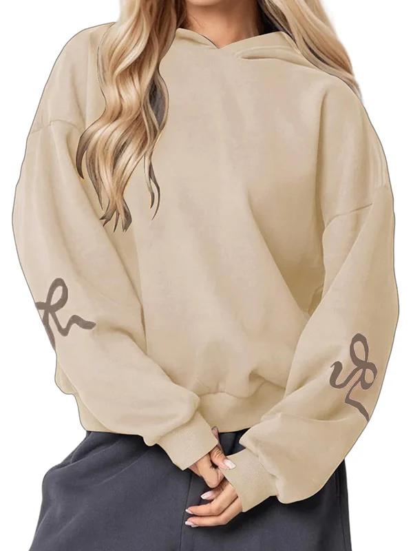 Bowknot Print Loose Sweatshirts - Image 7