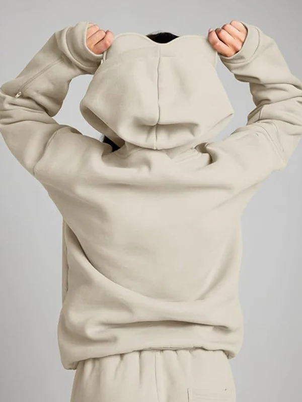 Built-In Eye Mask Multi-Pocket Sweatshirts - Image 2