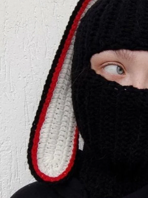 Bunny Crochet Knit Balaclava - Image 2
