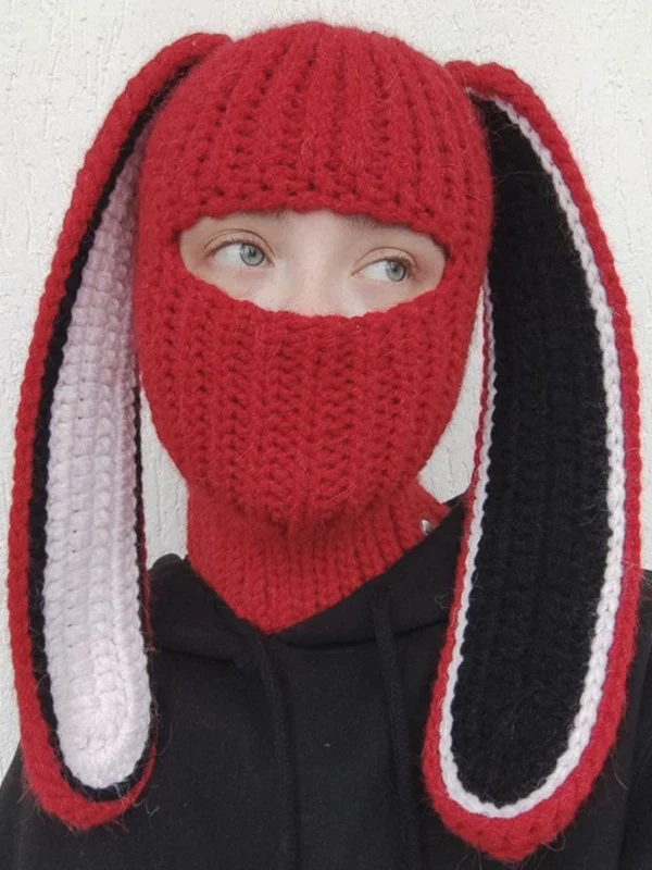 Bunny Crochet Knit Balaclava - Image 3