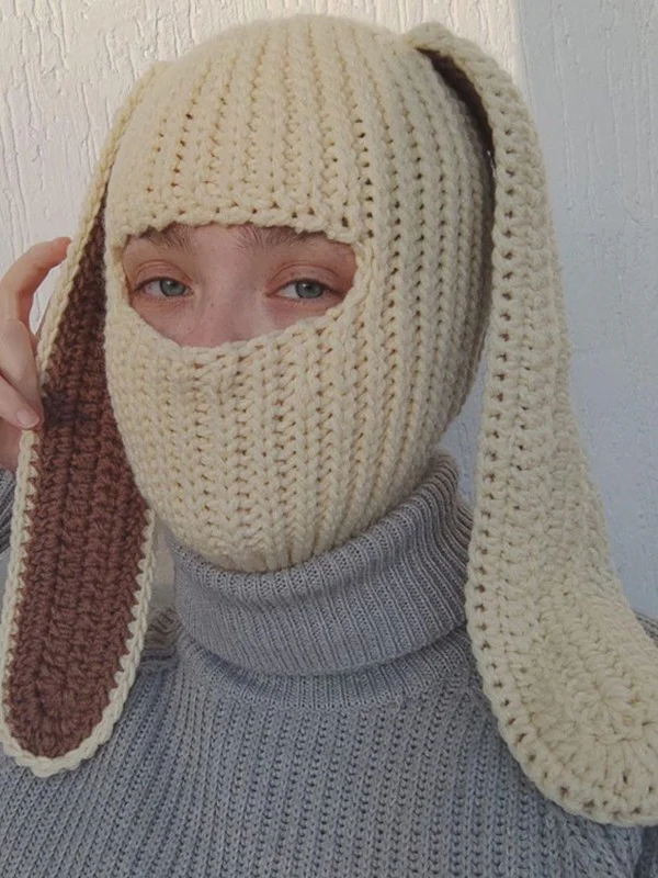 Bunny Crochet Knit Balaclava - Image 4