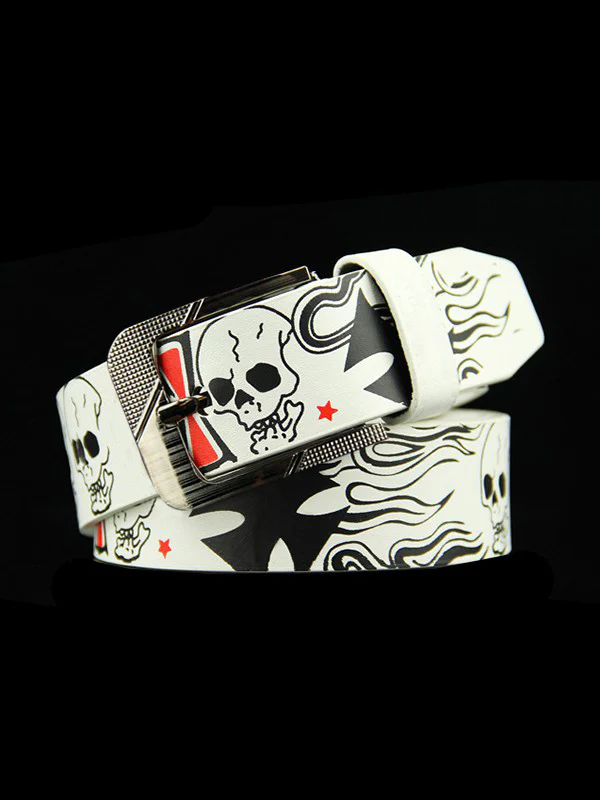 Burning Skull Pu Leather Belt - Image 4