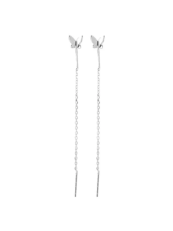 Butterfly Charm Tassel Chain Dangle Earrings - Image 5