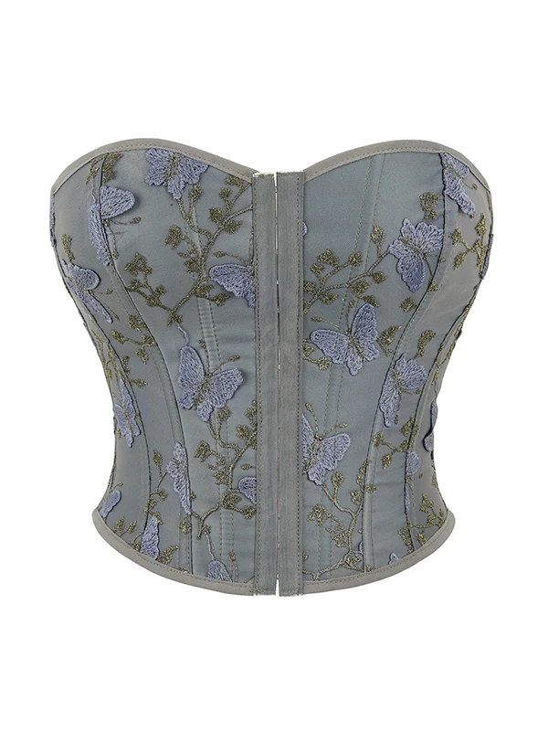 Butterfly Embroidery Bandage Corset Top - Image 7