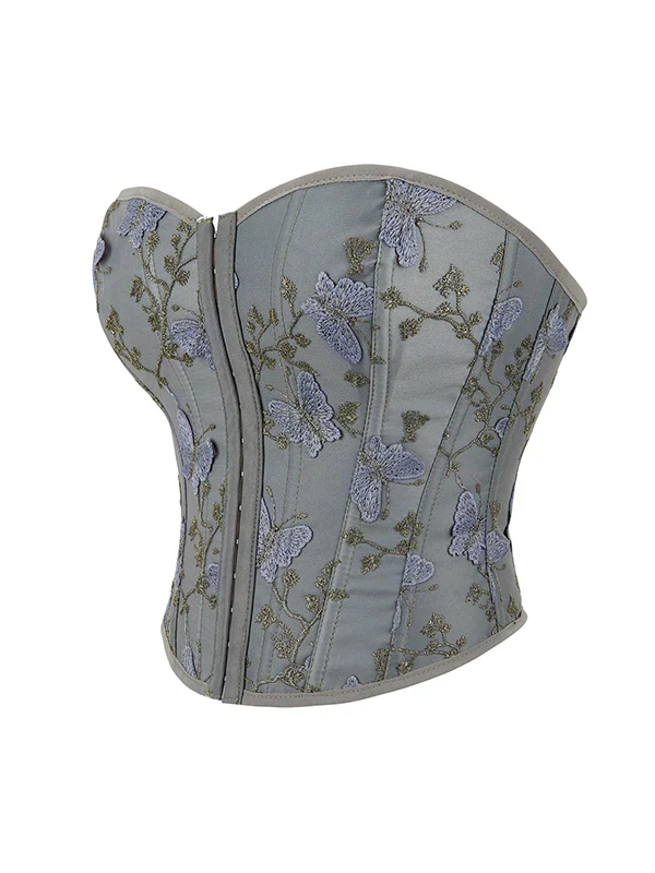 Butterfly Embroidery Bandage Corset Top - Image 8