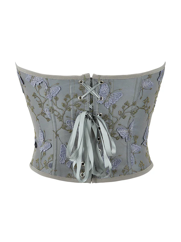 Butterfly Embroidery Bandage Corset Top - Image 9