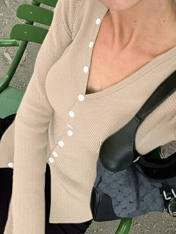 Button-Fastening Slim Fit Long Sleeve - Image 3
