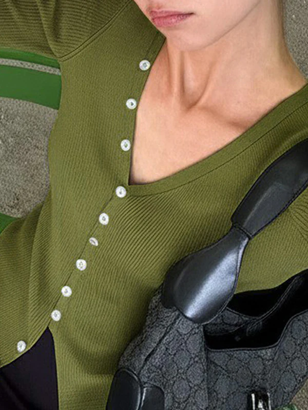 Button-Fastening Slim Fit Long Sleeve - Image 4