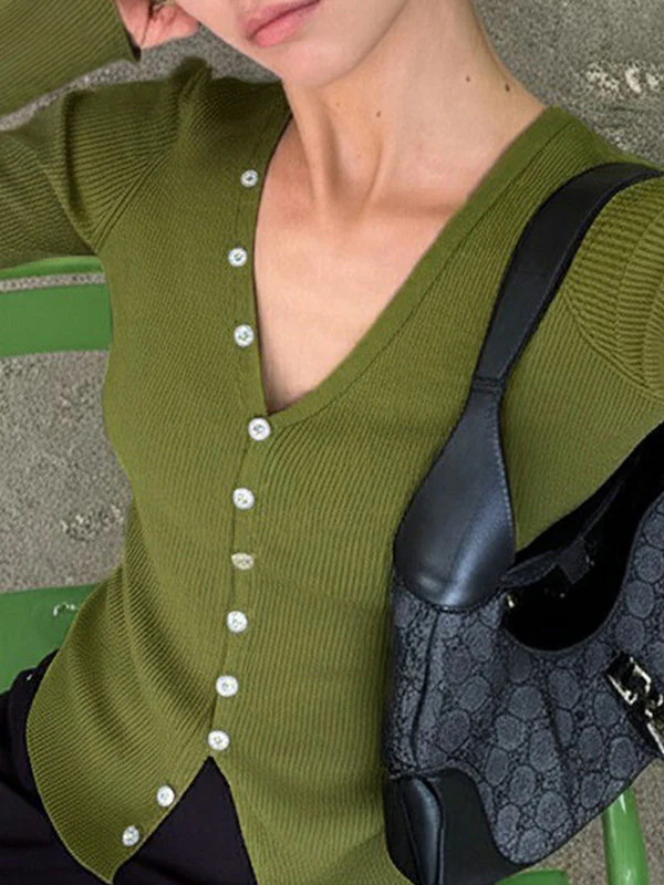 Button-Fastening Slim Fit Long Sleeve - Image 7