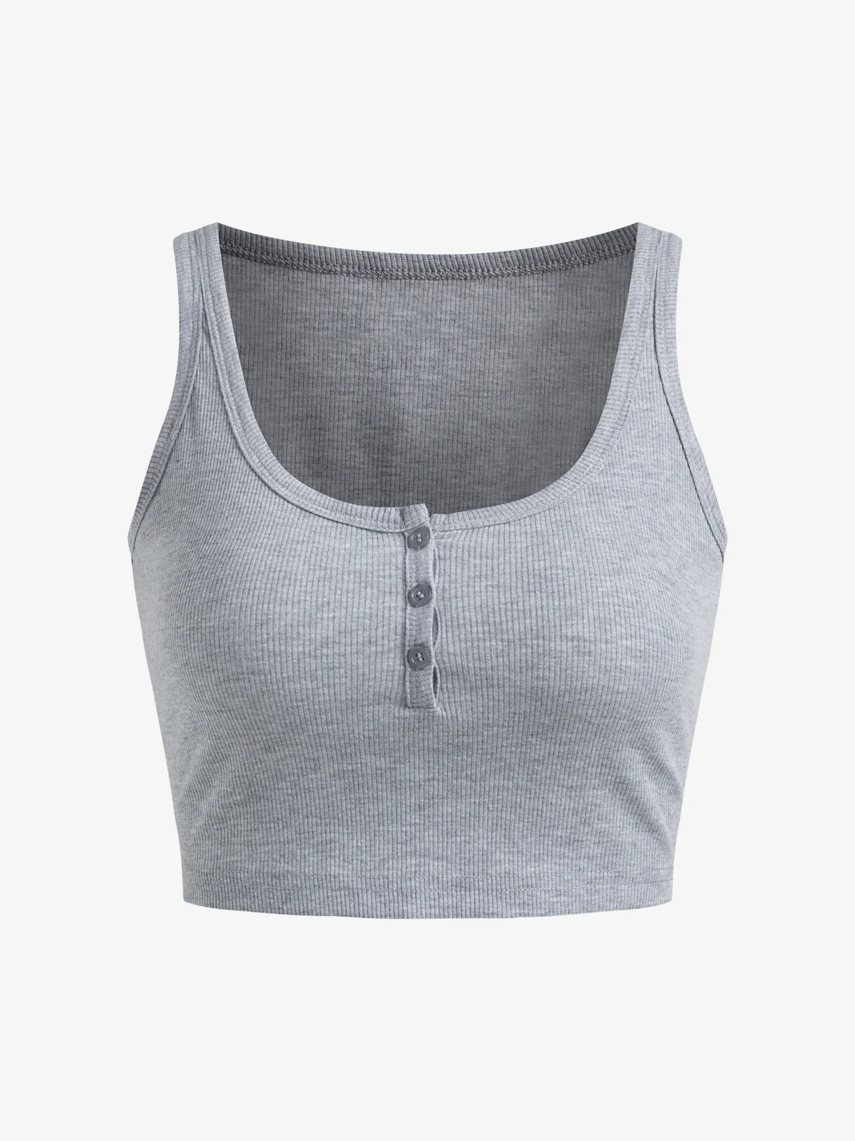 Buttoned Rib Crop Tank Top
