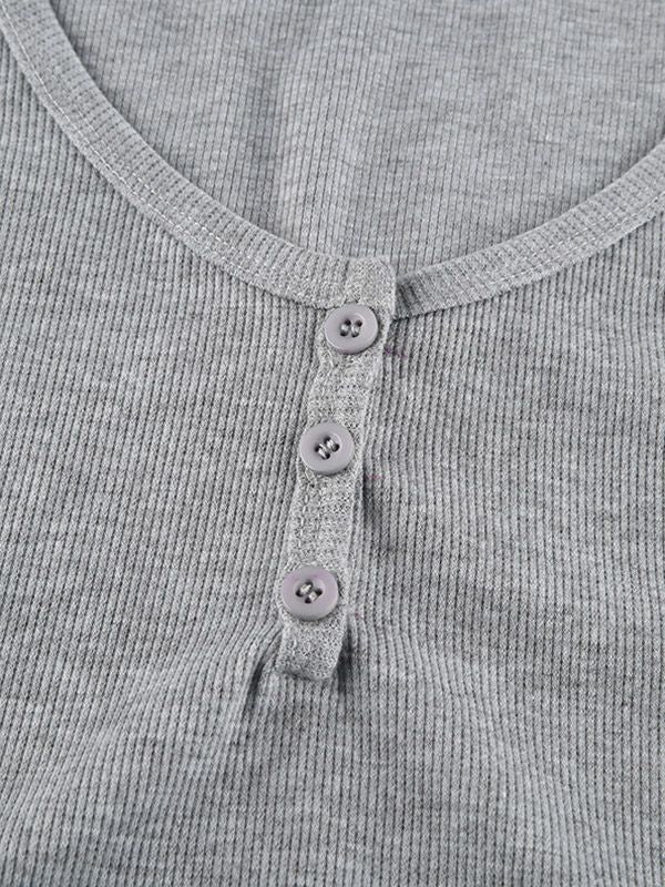 Buttoned Rib Crop Tank Top - Image 6