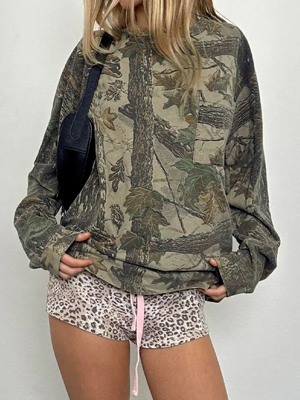 Camouflage Leaf Print Sweatshirt - Image 2