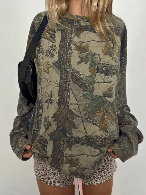 Camouflage Leaf Print Sweatshirt - Image 3