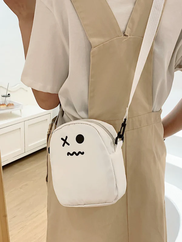 Cartoon Face White Crossbody Bag - Image 4