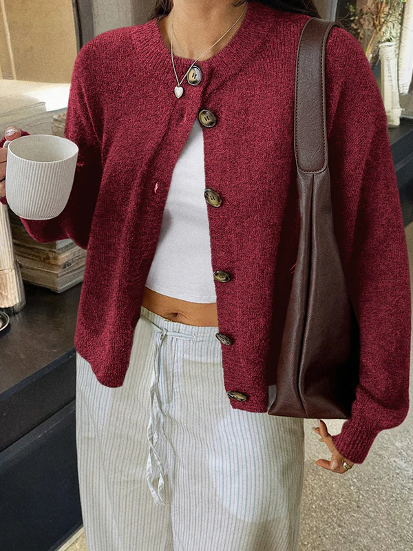 Casual Minimalist Button Cardigan - Image 21