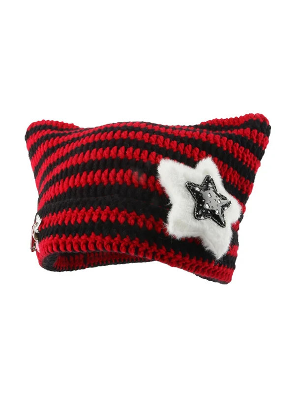Cat Design Star Decor Beanie Hat - Image 5