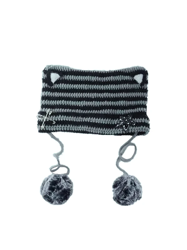 Cat Design Stripe Beanie Hat - Image 9