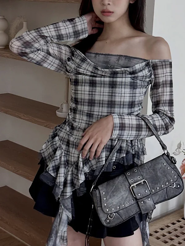 Checkered Mesh Long Sleeve - Image 2