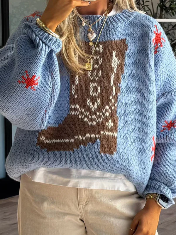 Chunky Martin Boots Printed Sweaters