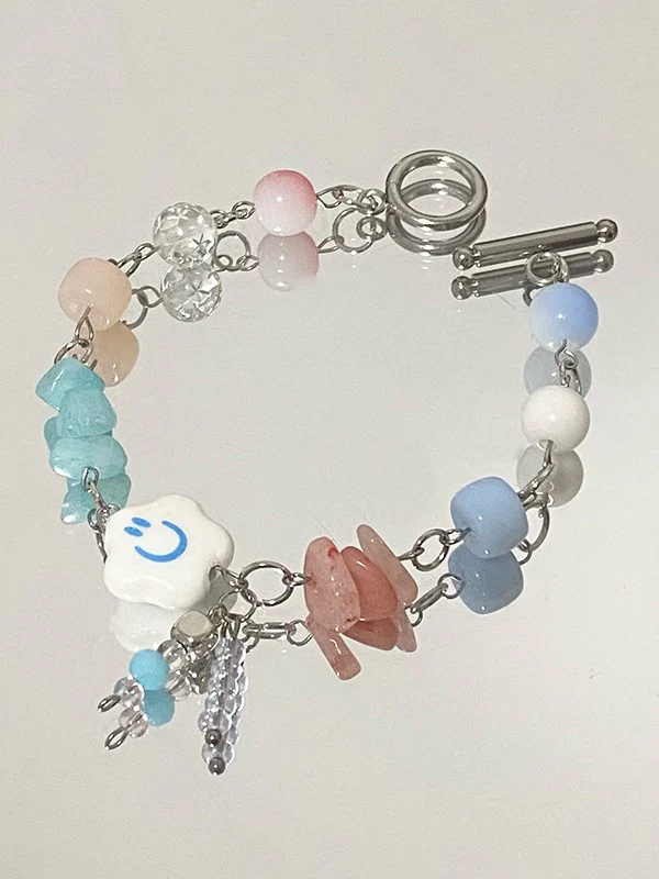 Cloud Stone Beads Toggle Bracelet