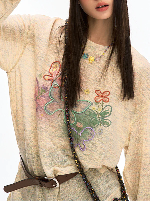 Colorful Butterfly Embroidered Sun Protection Oversized Long Sleeve - Image 4