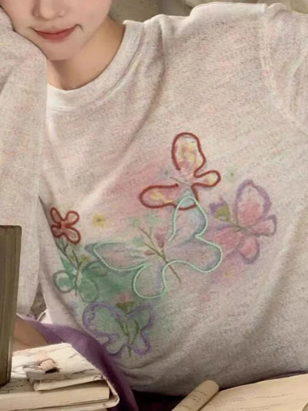 Colorful Butterfly Embroidered Sun Protection Oversized Long Sleeve - Image 6