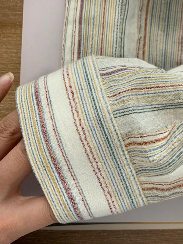 Colorful Stripe Print Button Up Long Sleeve Shirt - Image 9