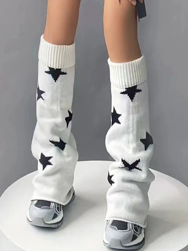Contrast Color Star Print Leg Warmer - Image 3
