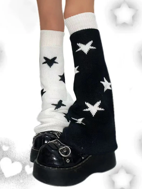 Contrast Color Star Print Leg Warmer - Image 4