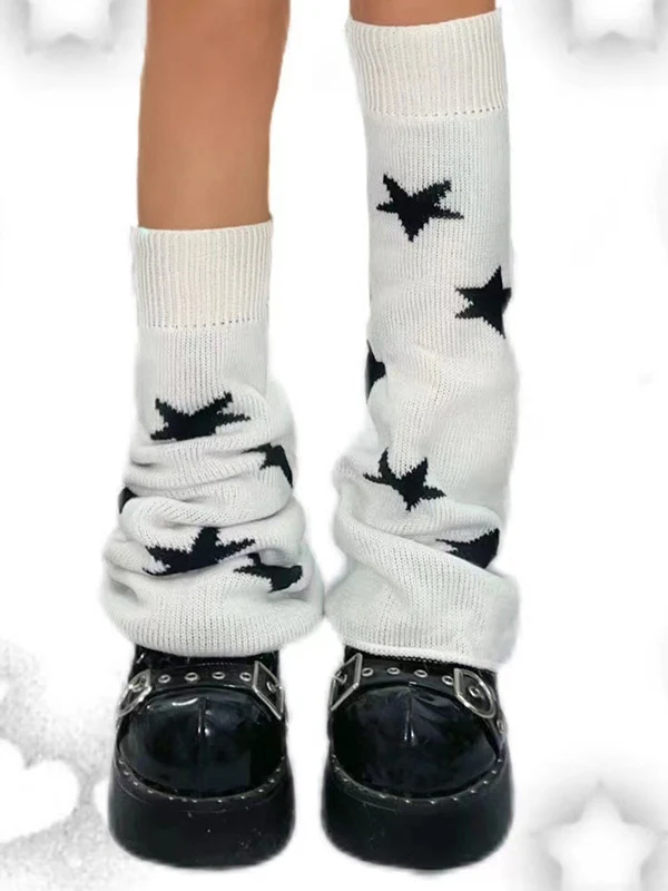 Contrast Color Star Print Leg Warmer - Image 5