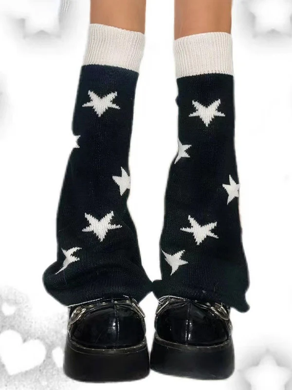 Contrast Color Star Print Leg Warmer - Image 6