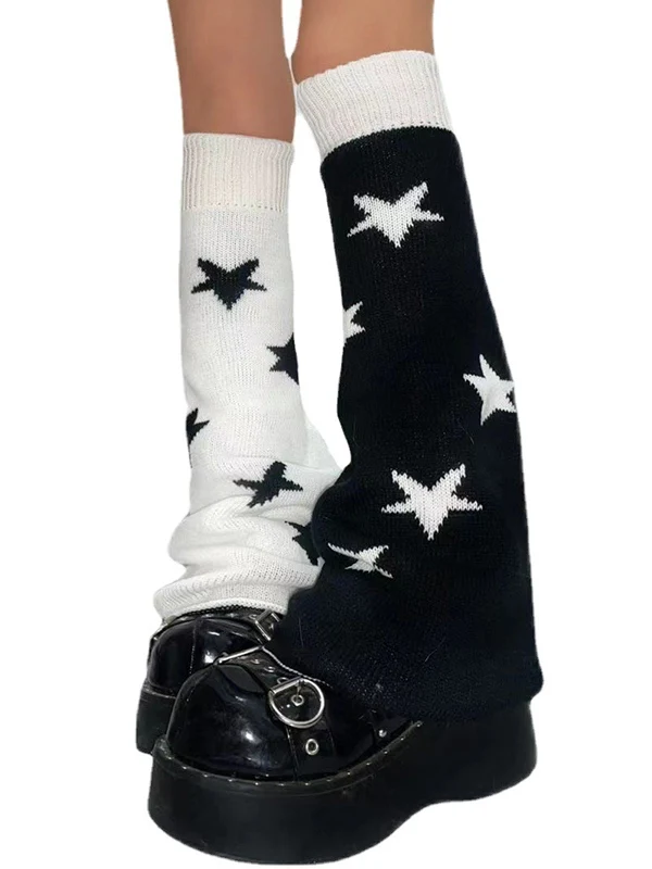 Contrast Color Star Print Leg Warmer - Image 7