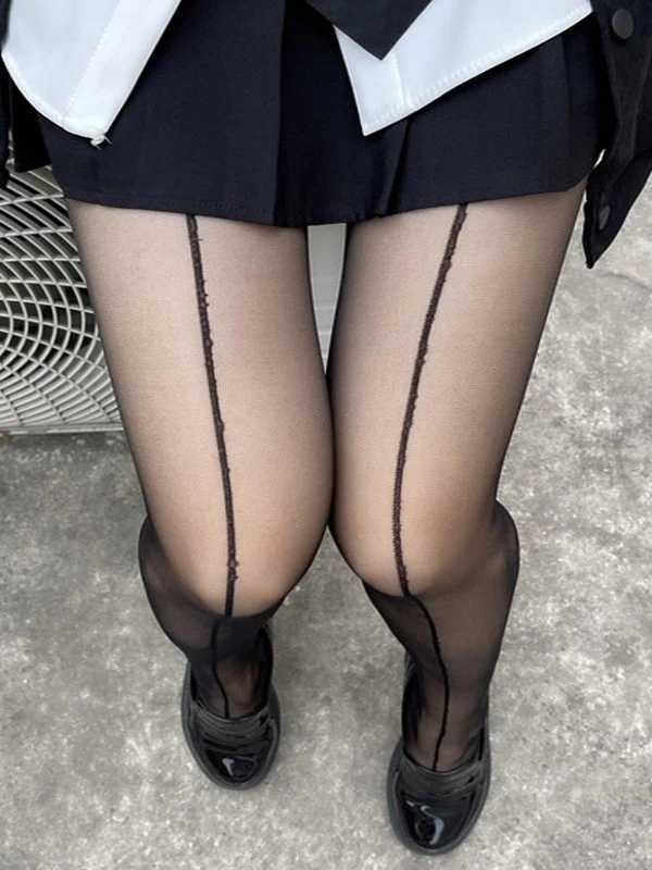 Contrast Line Sheer Tights - Image 10