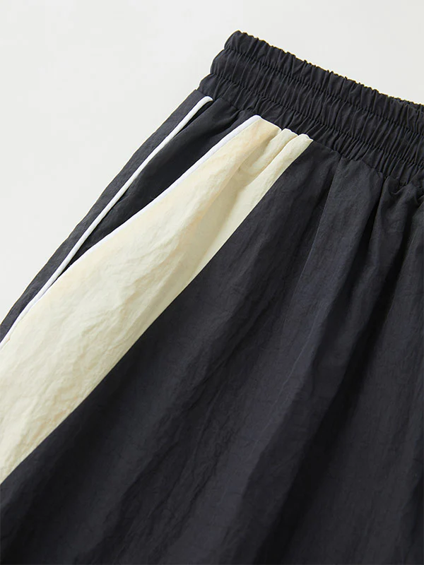 Contrast Piping Black Baggy Sweatpants - Image 11