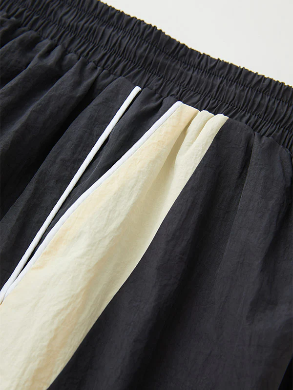 Contrast Piping Black Baggy Sweatpants - Image 12