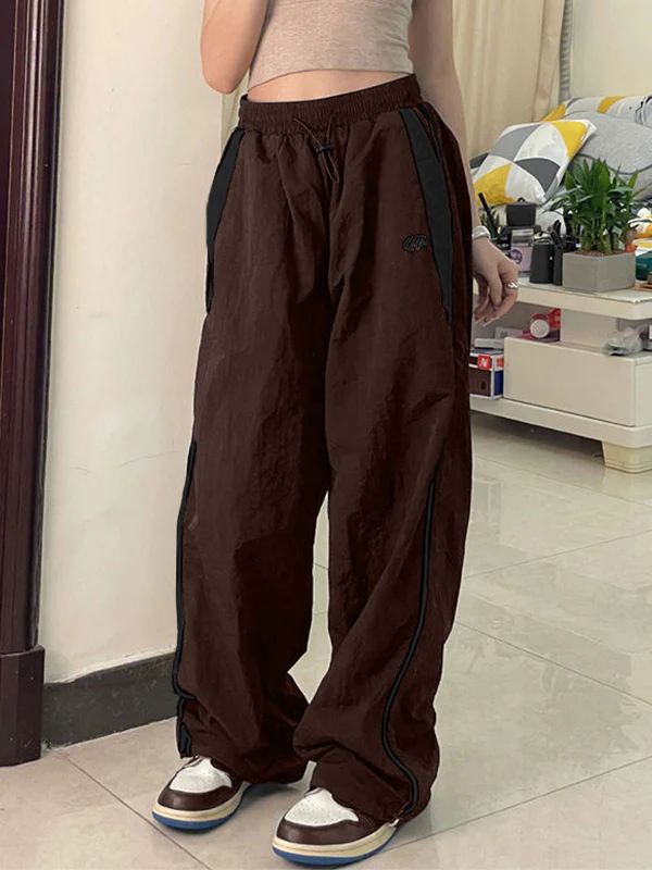 Contrast Piping Black Baggy Sweatpants - Image 14