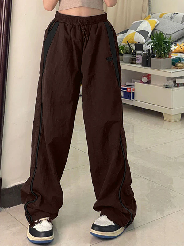 Contrast Piping Black Baggy Sweatpants - Image 15