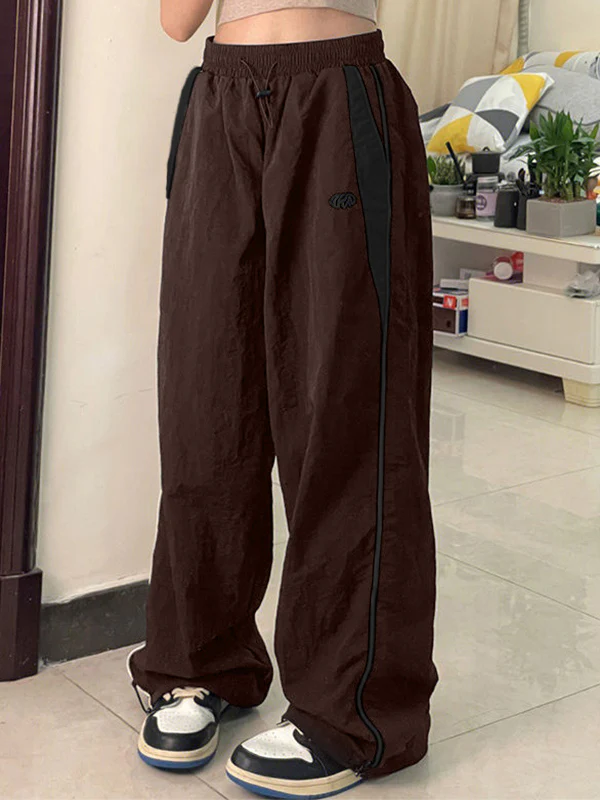 Contrast Piping Black Baggy Sweatpants - Image 16