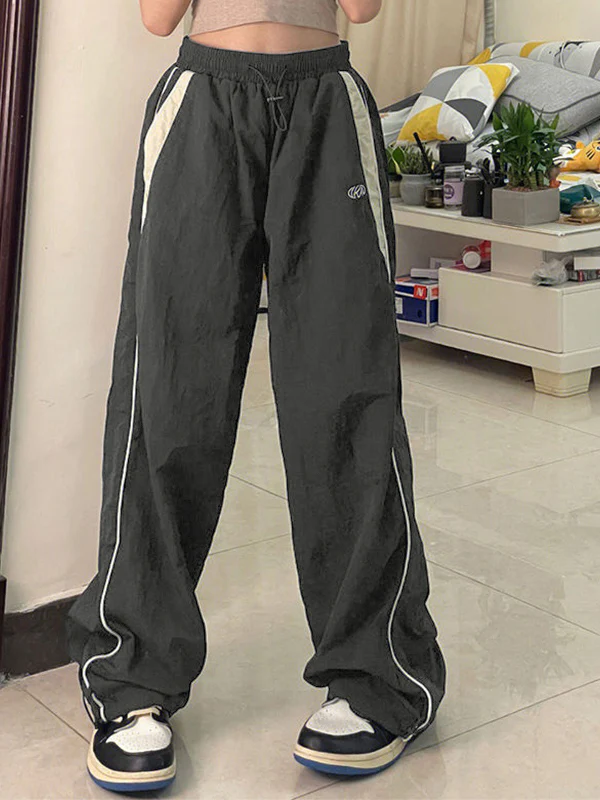 Contrast Piping Black Baggy Sweatpants - Image 18