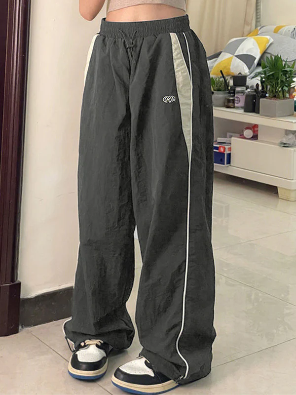Contrast Piping Black Baggy Sweatpants - Image 20