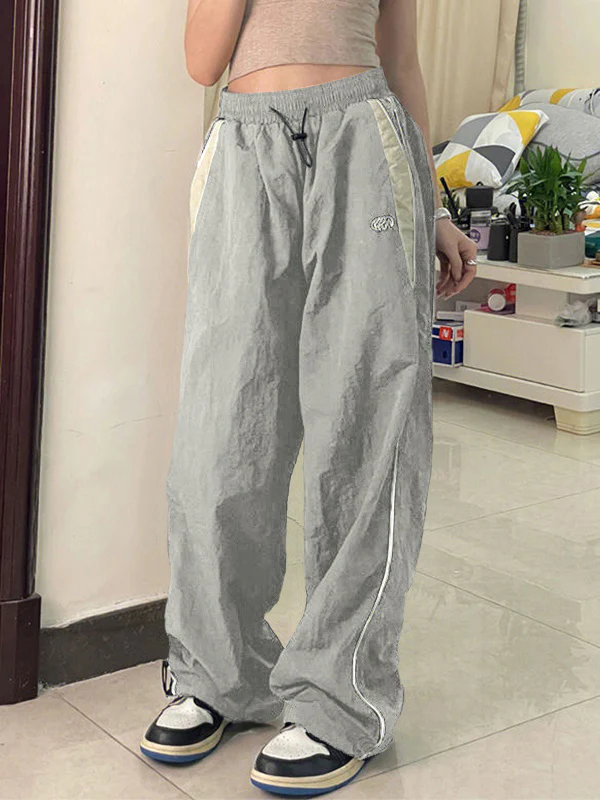Contrast Piping Black Baggy Sweatpants - Image 21
