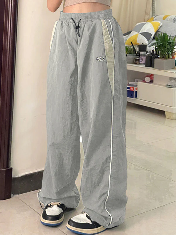 Contrast Piping Black Baggy Sweatpants - Image 22