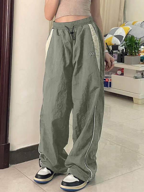 Contrast Piping Black Baggy Sweatpants - Image 23