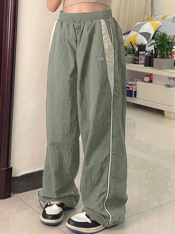 Contrast Piping Black Baggy Sweatpants - Image 24